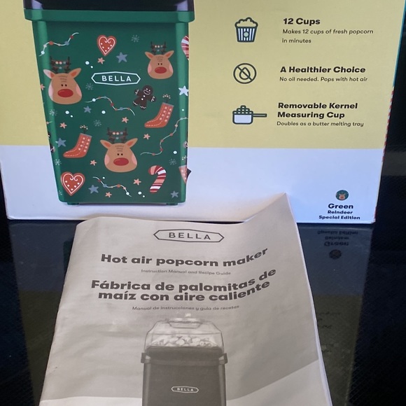 POPCORN Hot Air 12 cup BELLA,Rudolph Xmas Design - Exc Cond-Original Box/Manual - Picture 6 of 7